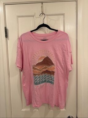 Roxy Pink Mountain & Wave Graphic Tee